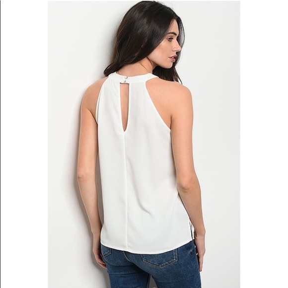 LAST ONE!!! Sleeveless white top w keyhole back - Picture 2 of 2